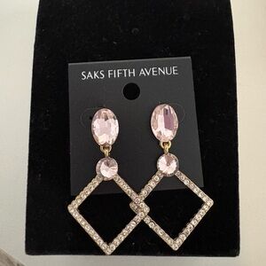 Saks Fifth Avenue Pink and Gold Geometric Earrings
